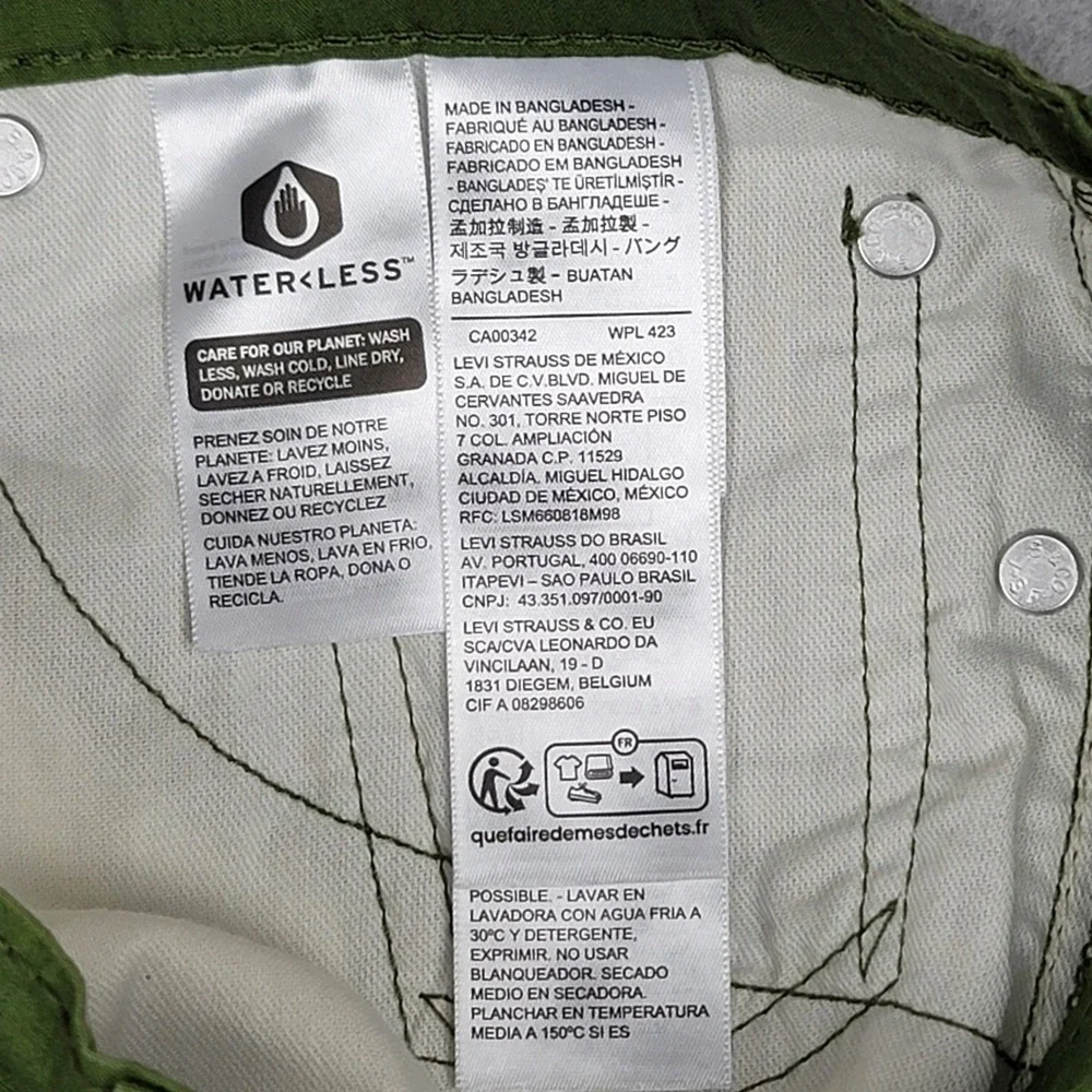 Levi's‎ 511 Mens Size 28x30 Performance Slim Fit Tapered Green 5 Pocket Pants